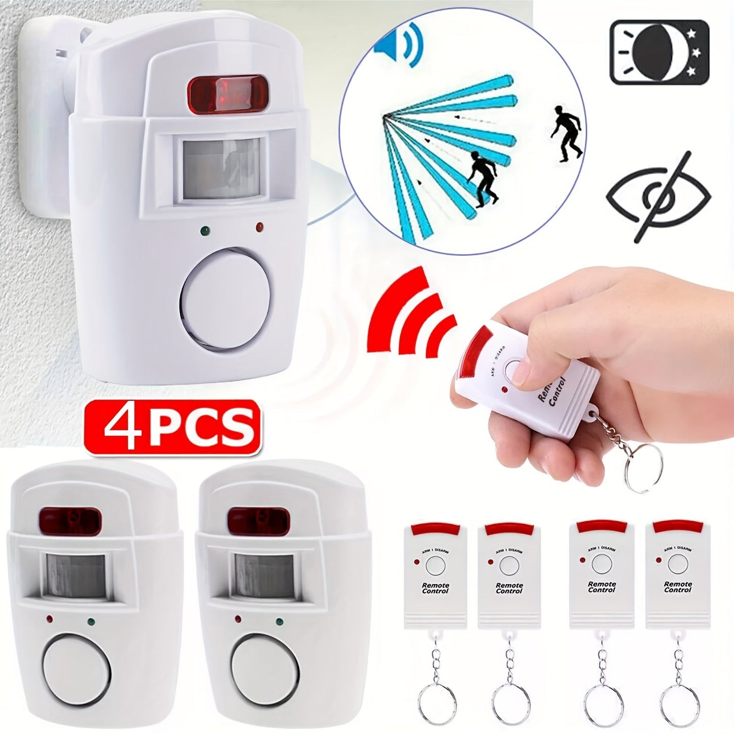 Wireless PIR Motion Sensor Alarm System (4 pcs)-2